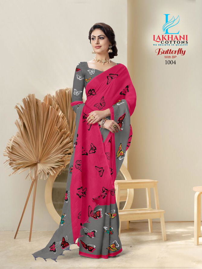 Lakhani Butterfly Pure Cotton Latest Printed Casual Wear Designer Cotton saree Collection
