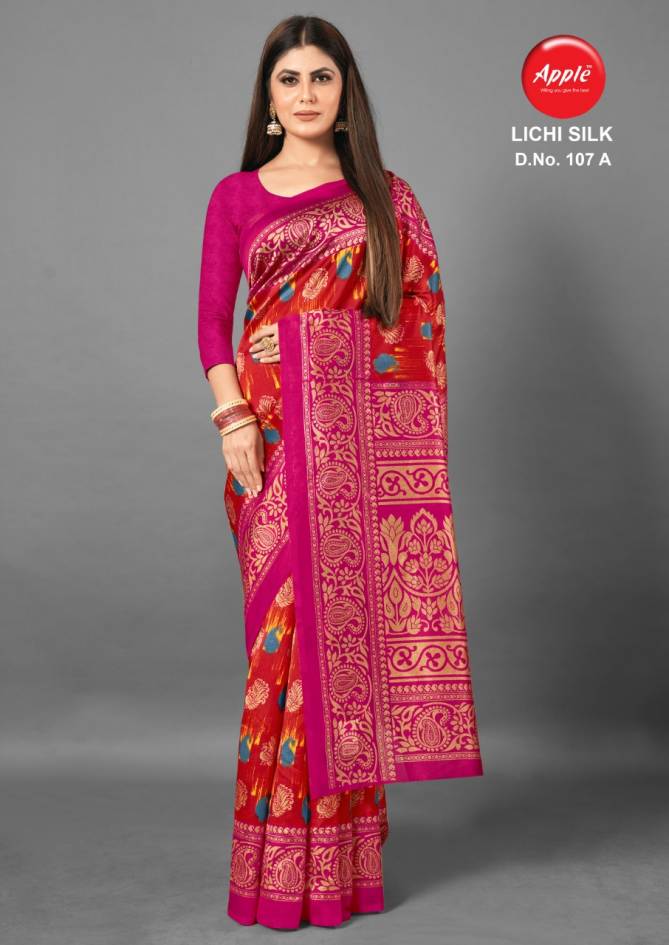 Apple Lichi Silk 107 Casual Wear Silk Printed Saree Collection
