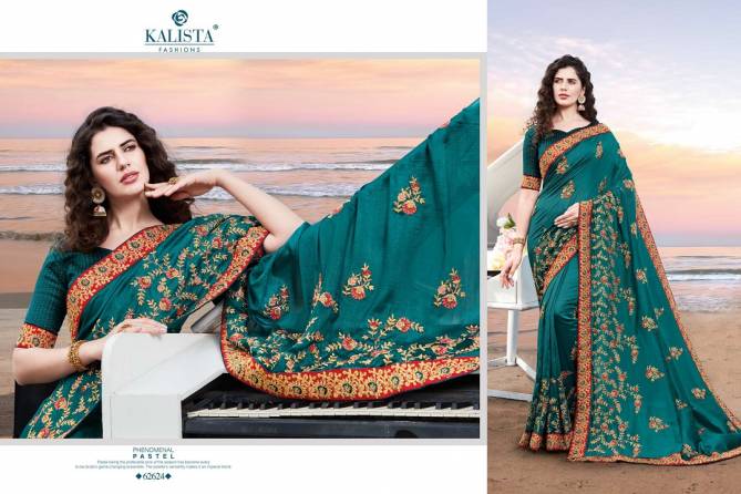 Kalista Meera Latest fancy Designer Festive Wear Heavy vichitra silk Embroidery Worked Sarees Collection