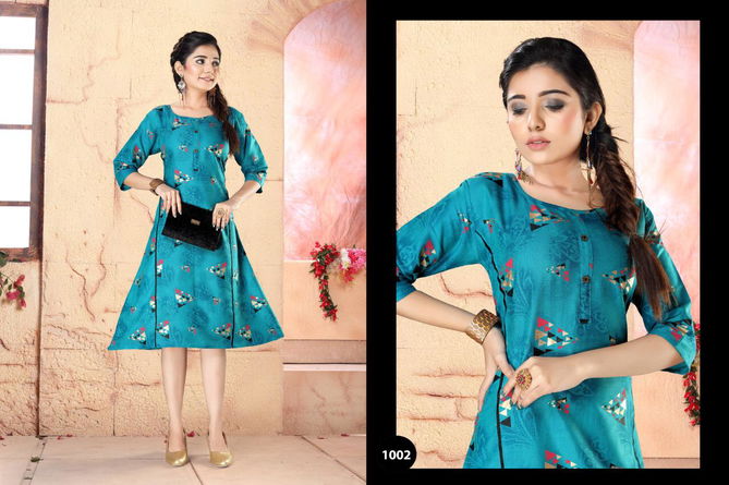 Archer Latest Designer Party Wear Two Tone Printed Anarkali Kurti Collection 