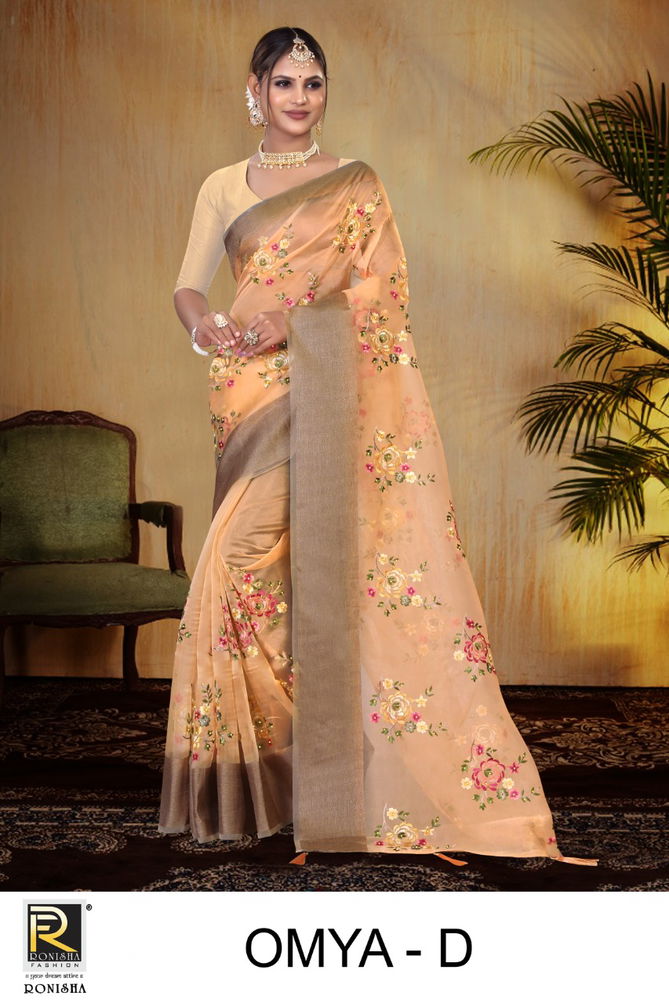 Ronisha Omya New Exclusive Wear Thread Worked Latest Saree Collection