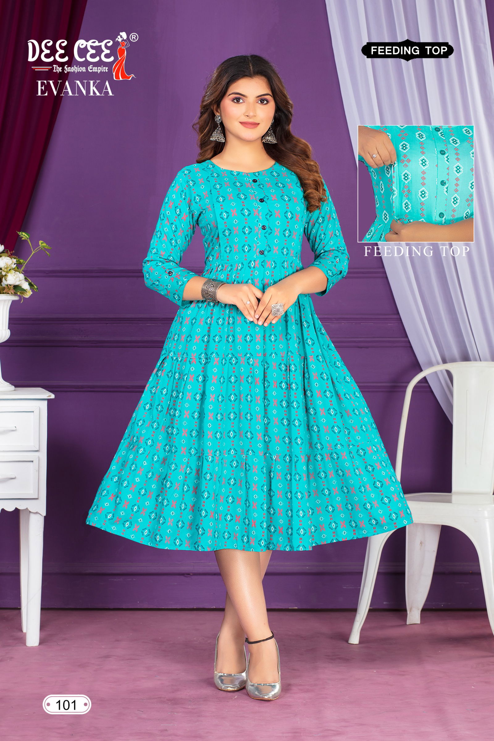 Evanka By Deecee Rayon Printed Feeding Kurtis Wholesale Shop In Surat