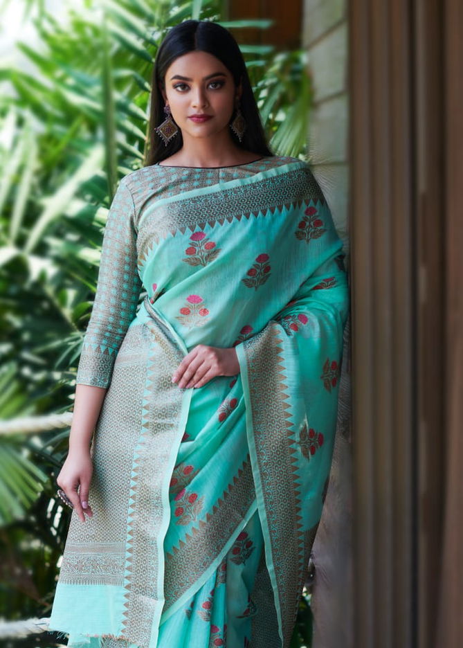 Rajyog Swaruchi Latest Fancy Designer Casual Wear Silk Soft Linen Saree Collection
