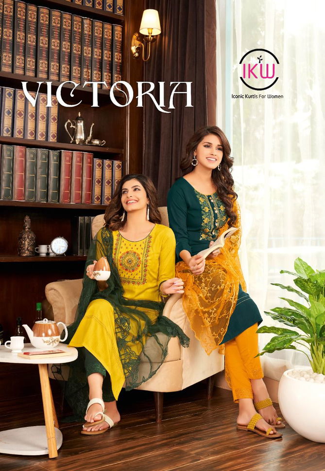 Victoria Vol 1 By Ikw Ethnic Wear Wholesale Kurti With Bottom Dupatta Collection 