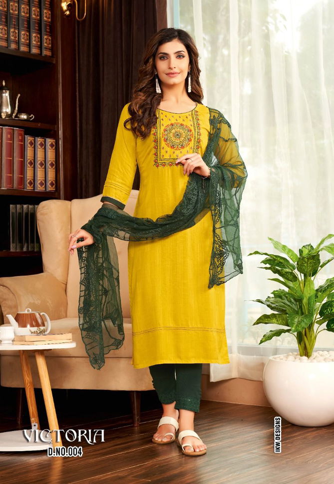 Victoria Vol 1 By Ikw Ethnic Wear Wholesale Kurti With Bottom Dupatta Collection 