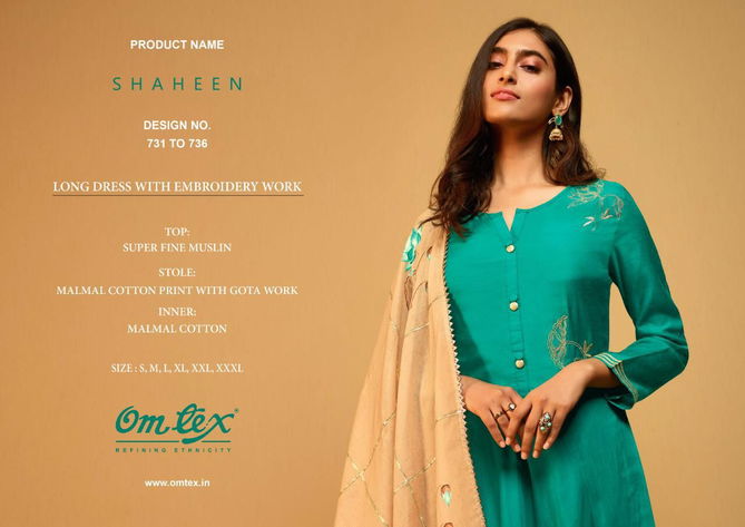 Shaheen Om Tex Malmal Cotton Print With Gota Work Wholesale Gown Collection