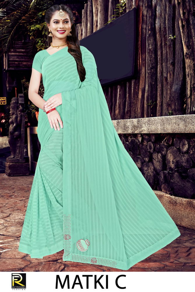 Ronisha Matki Weightless Georgette Fancy Exclusive Wear Saree Collection 