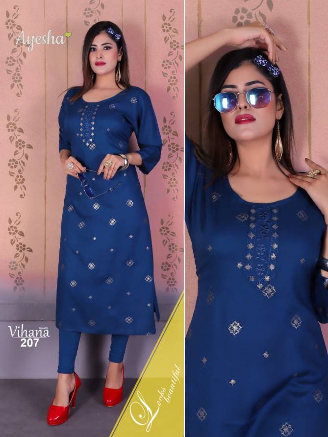 Ayesha Vihana 2 Latest Fancy Regular Casual Wear Rayon Designer Kurtis Collection
