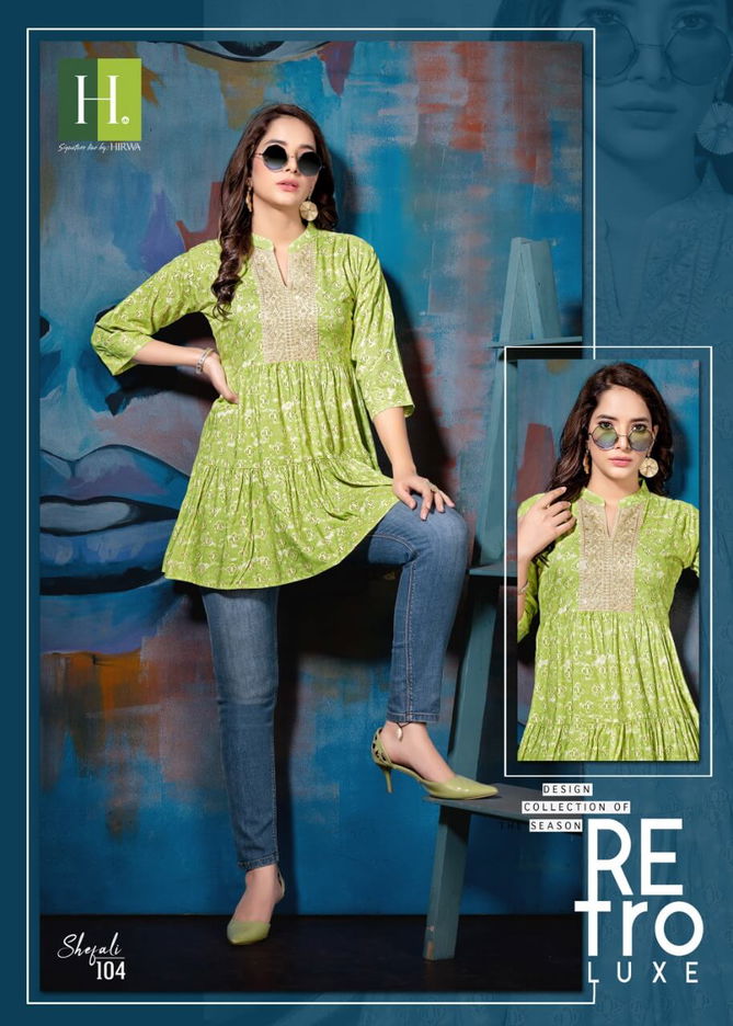 Hirwa Shefali Ethnic Wear Western Wholesale Rayon Top Collection