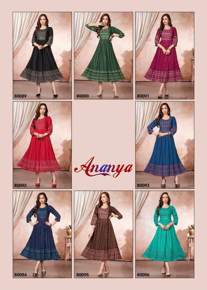 Mayra Ananya Rayon Printed Ethnic Wear Wholesale Kurti Collection