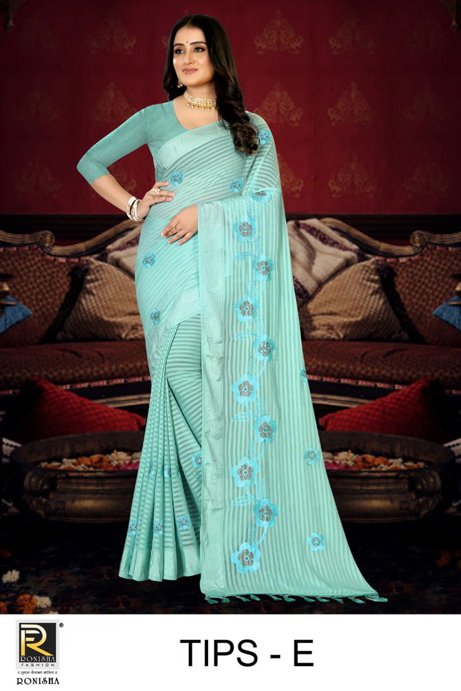 Ronisha Tips Latest Designer Ethnic Wear Thread Worked Super Hit Saree Collection 