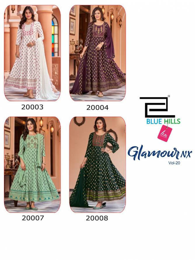 Blue Hills Glamour 20 Nx Festive Wear Wholesale Anarkali Kurti With Dupatta Collection