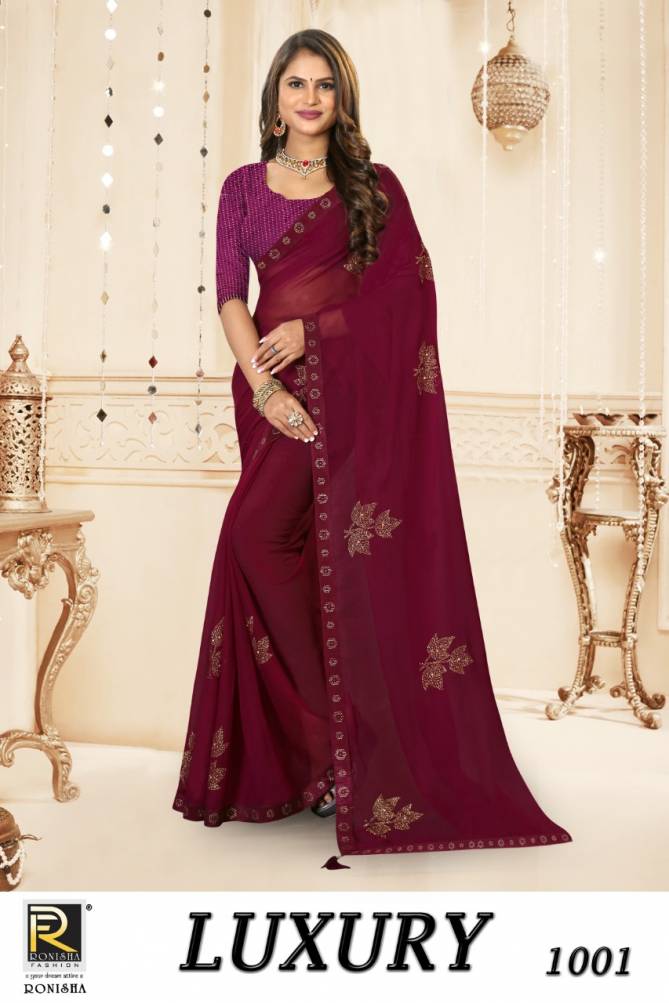 Ronisha Luxury Mukesh Chiffon Wholesale Designer Saree Collection