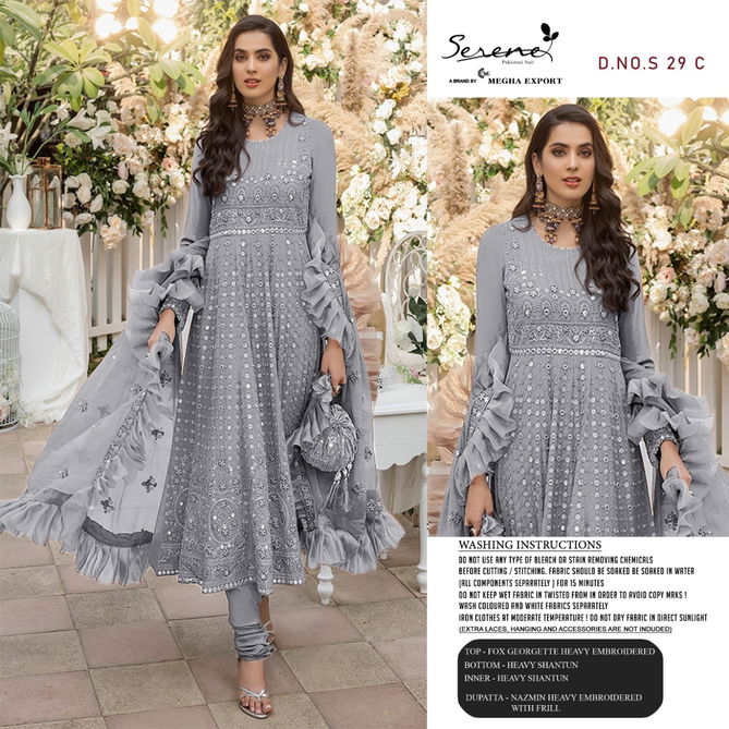 Serene Ethena S 29 Fancy Festive Wear Heavy Work Georgette Pakistani Salwar Kameez Collection