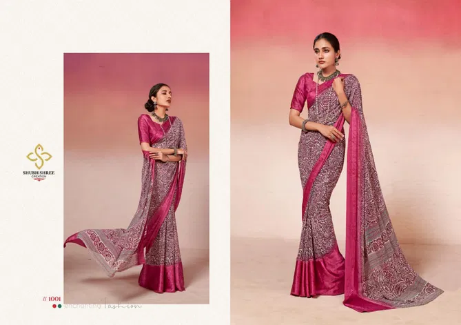 Nargis By Shubh Shree Weightless Satin Printed Sarees Wholesale Shop In India