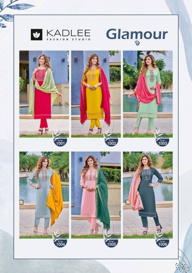 Kadlee Glamour Viscose Silk Wholesale Kurti Pant With Dupatta Collection