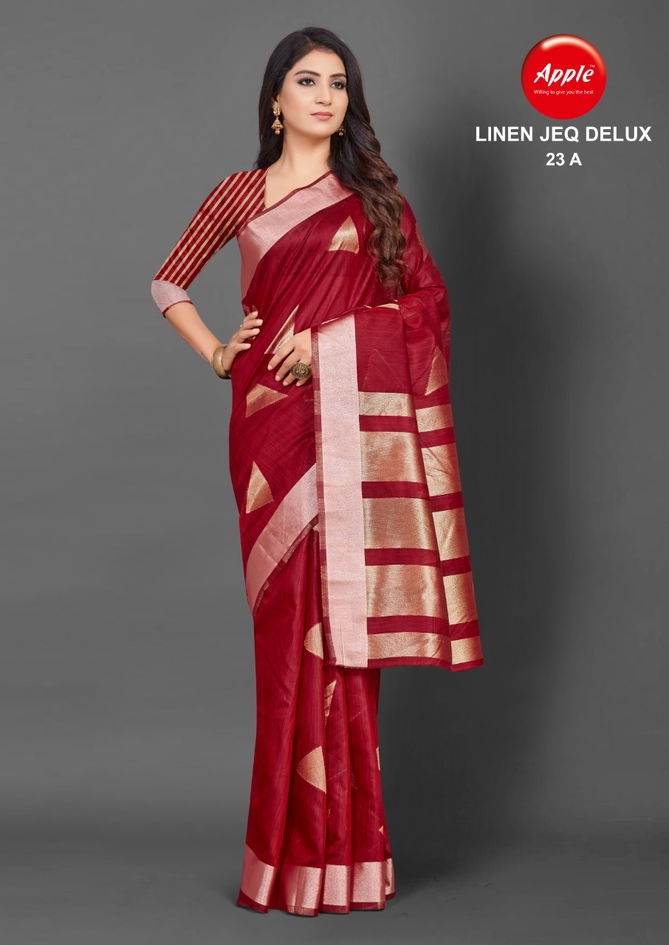 Apple Linen Jeq Delux 23 Casual Wear Wholesale Saree Collection