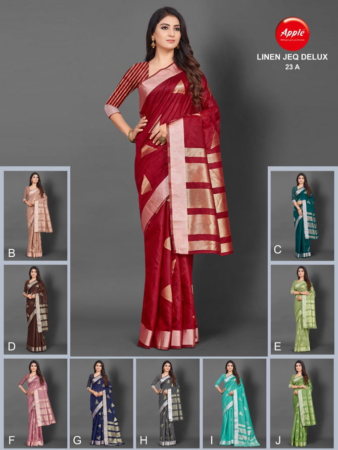 Apple Linen Jeq Delux 23 Casual Wear Wholesale Saree Collection