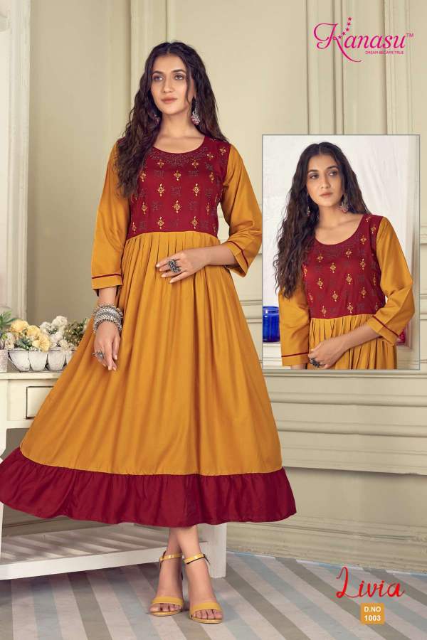 Kanasu Livia Ethnic Wear Wholesale Embroidery Kurti Collection