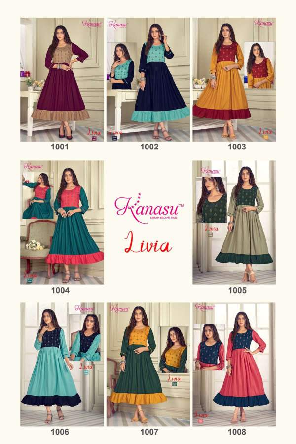 Kanasu Livia Ethnic Wear Wholesale Embroidery Kurti Collection