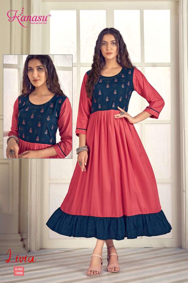 Kanasu Livia Ethnic Wear Wholesale Embroidery Kurti Collection