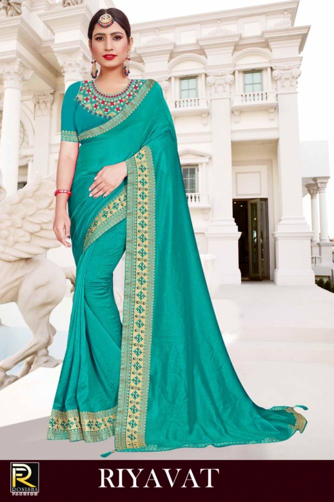 Ronisha Rivayat Fancy Designer Festive Wear Vichitra Silk Saree collection
