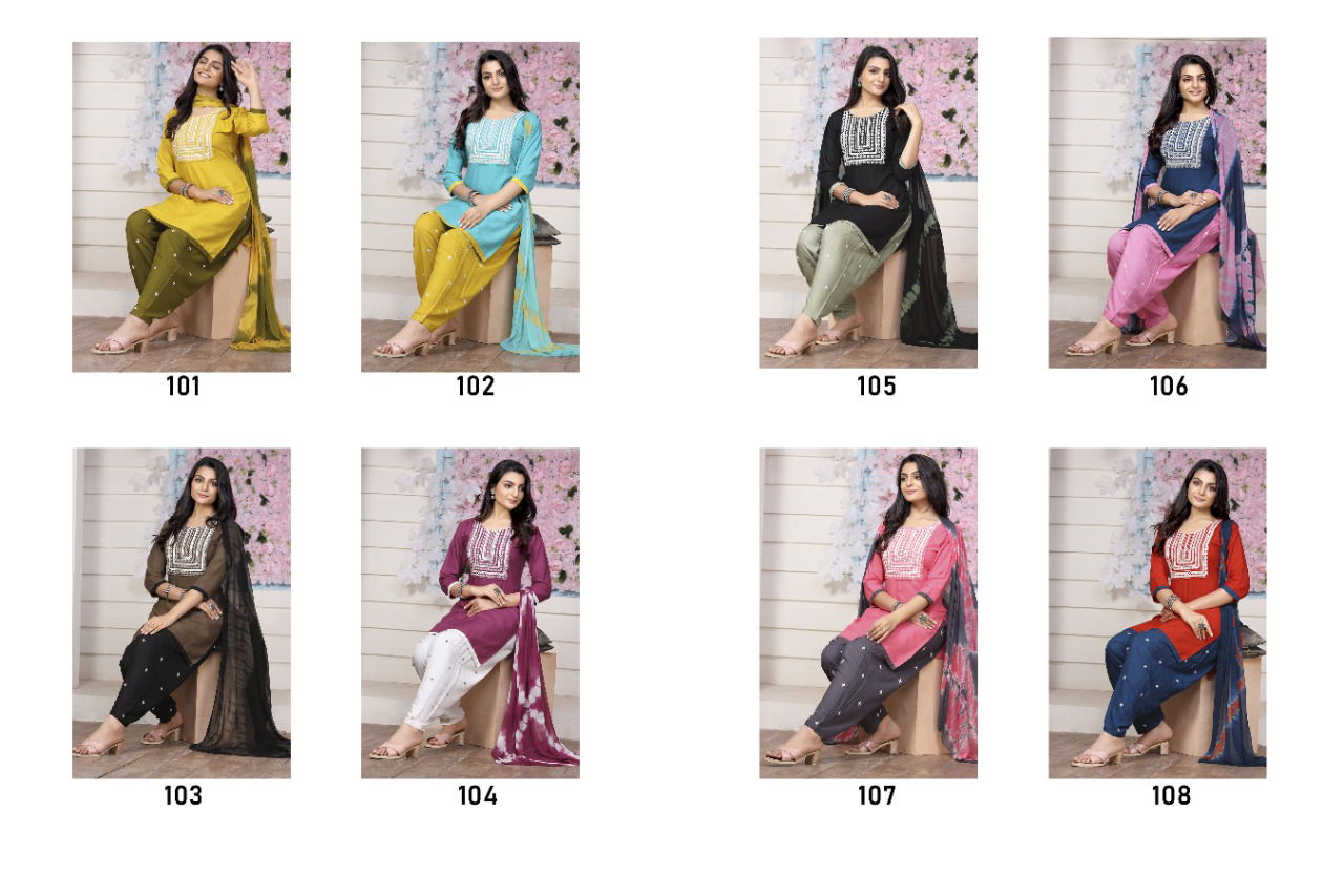 Master Flash Rayon Wholesale Kurti Patiyala And Dupatta Collection