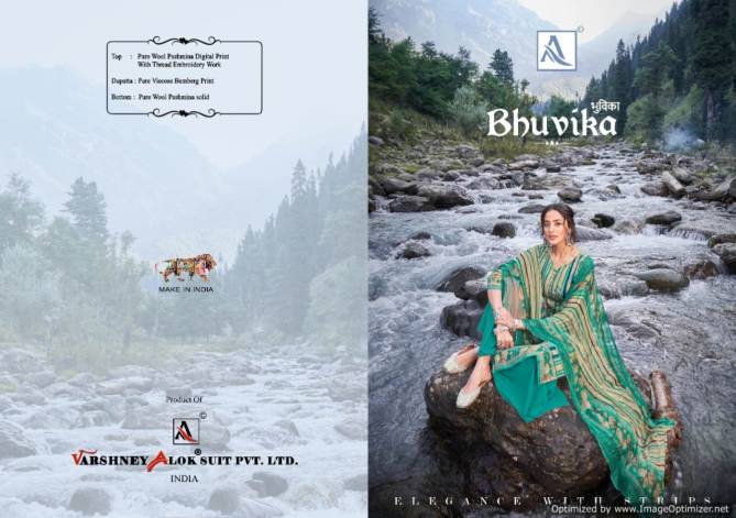 Alok Bhavika Latest Designer Pure Wool Pashmina Digital Print with Thread Embroidery Work Dress Material Collection 