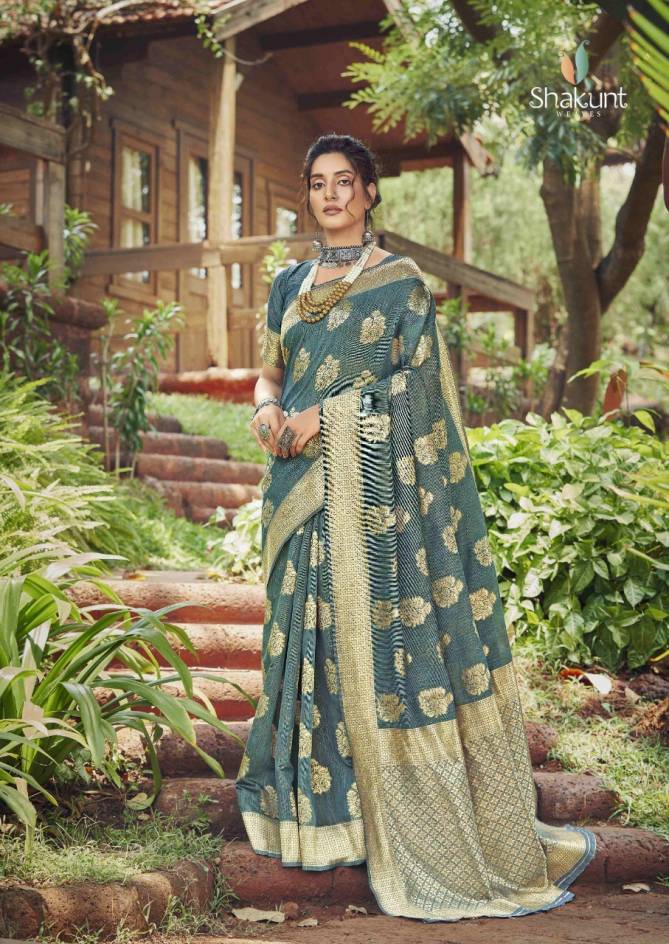 SHAKUNT NIRIKSHA Festive Wear Fancy Designer Cotton weaving Heavy Saree Collection