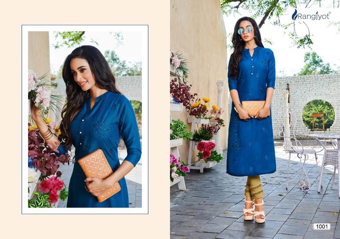 Rangjyot Manjula 1 Latest Fancy Designer Heavy Rayon Casual Wear Kurti With Bottom Collection
