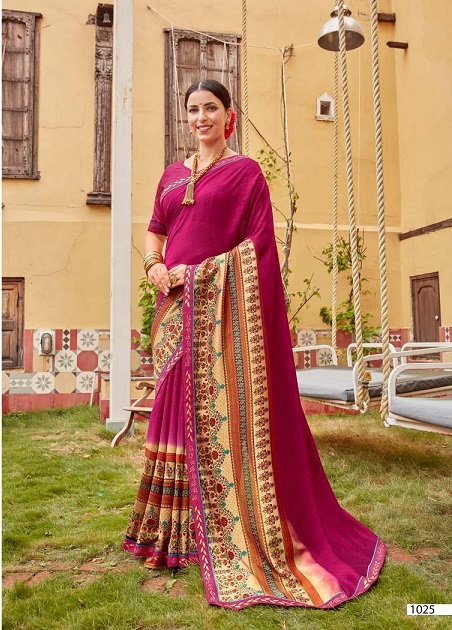 Kalista Falak Causal Daily Wear Vichitra Silk Printed Designer Saree Collection
