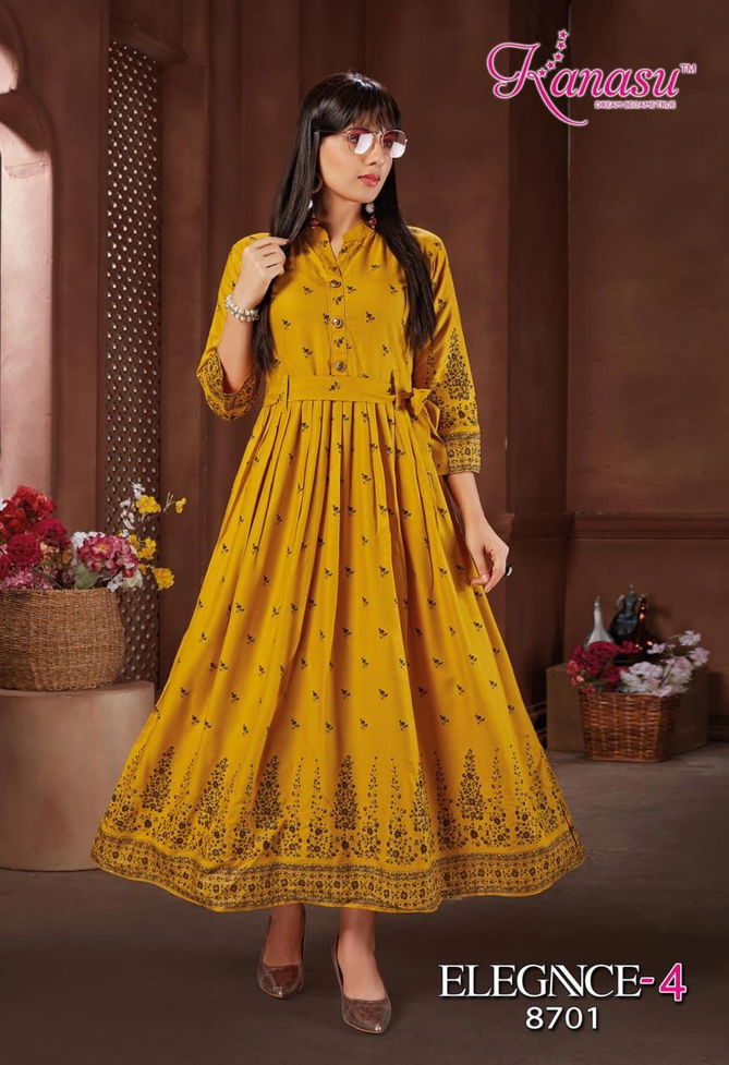 Kanasu Elegance 4 New Designer Ethnic Wear Long Anarkali Kurti Collection