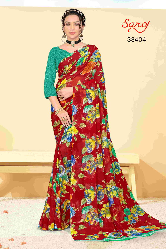 Saroj Spring Georgette 5 Ethnic Wear Wholesale Printed Georgette Sarees