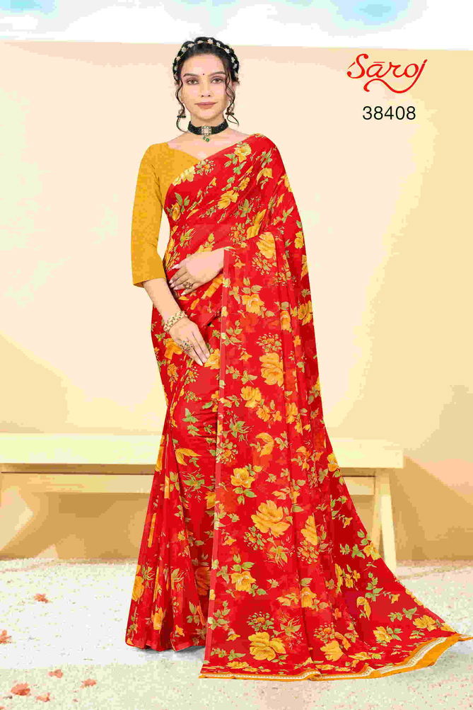 Saroj Spring Georgette 5 Ethnic Wear Wholesale Printed Georgette Sarees