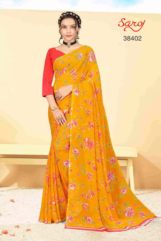 Saroj Spring Georgette 5 Ethnic Wear Wholesale Printed Georgette Sarees