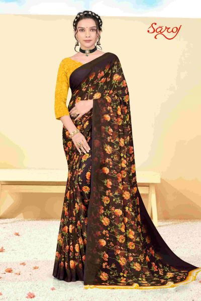 Saroj Spring Georgette 5 Ethnic Wear Wholesale Printed Georgette Sarees