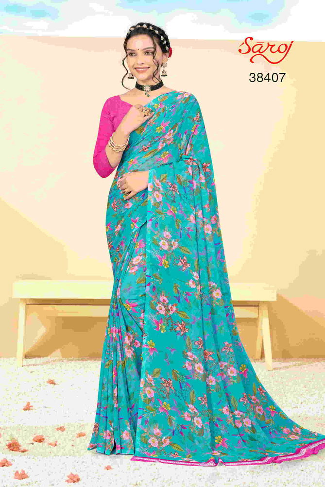 Saroj Spring Georgette 5 Ethnic Wear Wholesale Printed Georgette Sarees