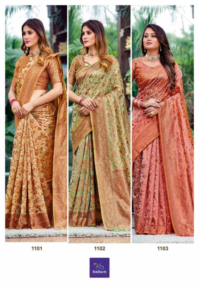 Siddharth Silk Resham Vol 1 Heavy Ethnic Wear Wholesale Banarasi Silk Sarees