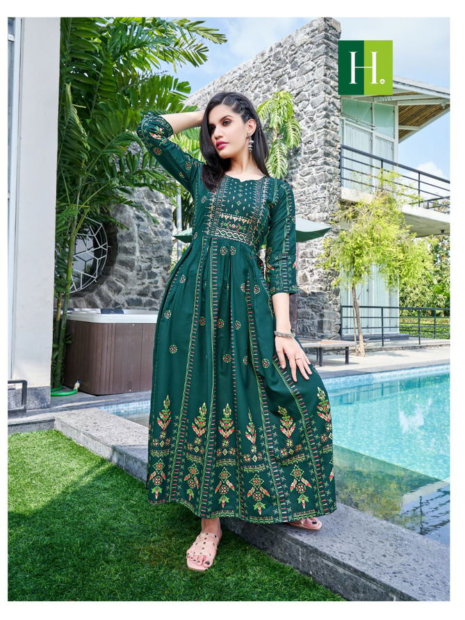 Hirwa Sunflower Vol 4 Printed Designer Wholesale Anarkali Kurti Catalog