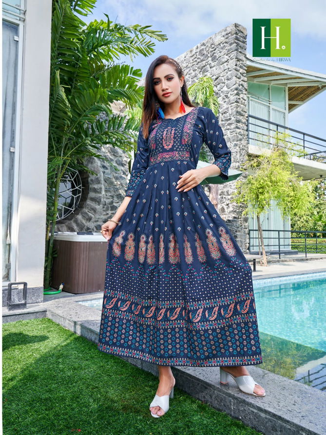 Hirwa Sunflower Vol 4 Printed Designer Wholesale Anarkali Kurti Catalog