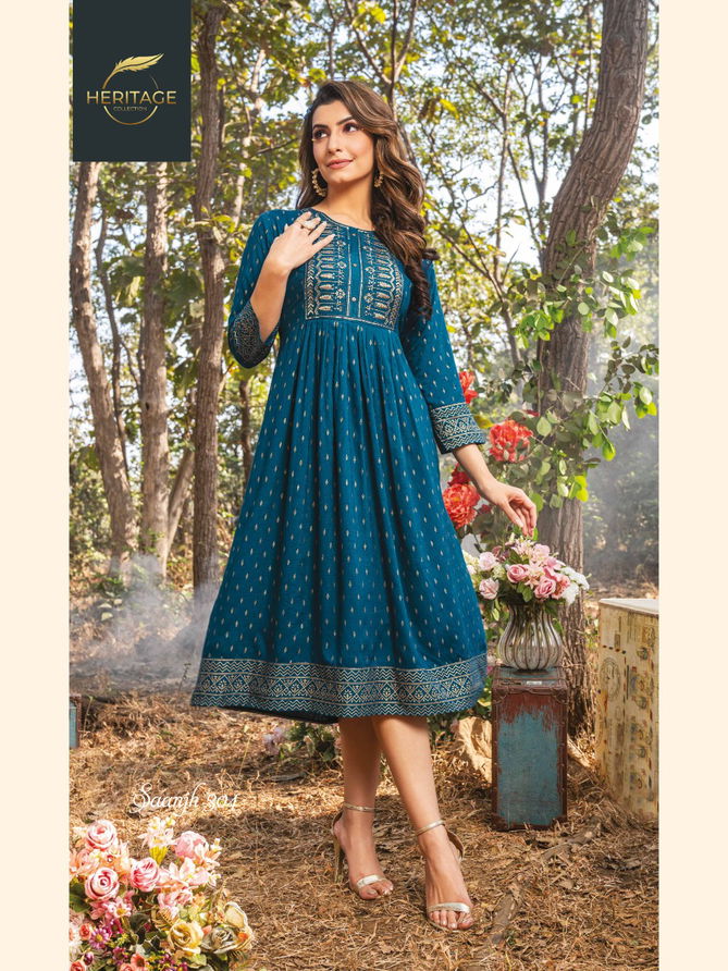 Heritage Saanjh Vol 3 Designer Wear Wholesale Designer Kurtis Catalog