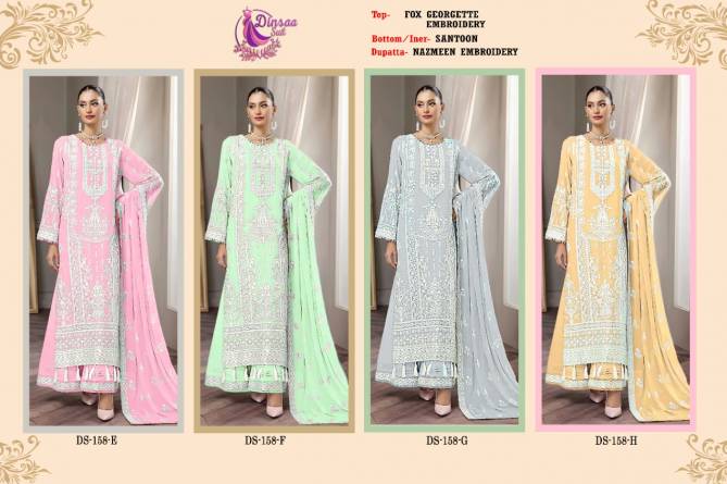 Dinsaa 158 E To H Fancy Ethnic Wear Wholesale Pakistani Suit Catalog