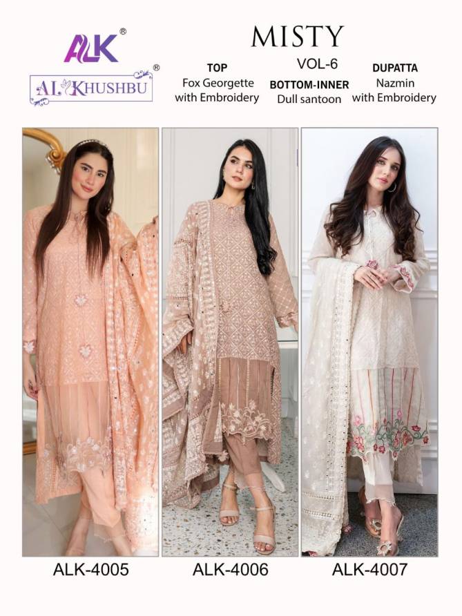 Alk Khushbu Misty Vol 6 Ethnic Wear Embroidered Wholesale Pakistani Suit