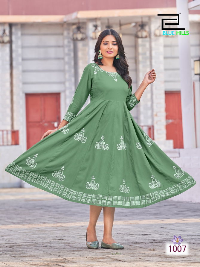 Blue Hills Colors Vol 1 Ethnic Wear Wholesale Printed Anarkali Long Kurti Catalog