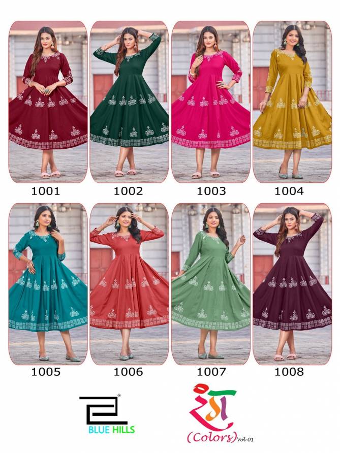 Blue Hills Colors Vol 1 Ethnic Wear Wholesale Printed Anarkali Long Kurti Catalog