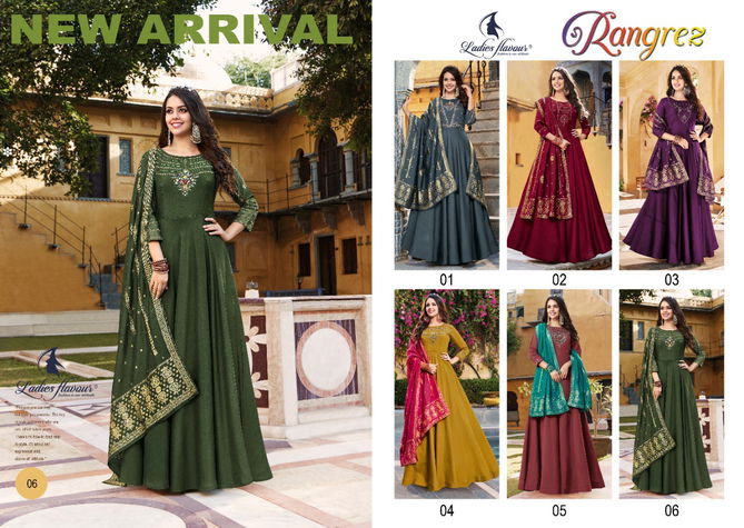 Ladies Flavour Rangrez Wholesale Readymade Gown Catalog