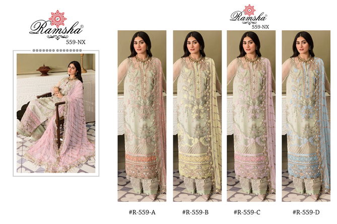 Ramsha R 559 A To D Wholesale Georgette Pakistani Salwar Suits Catalog