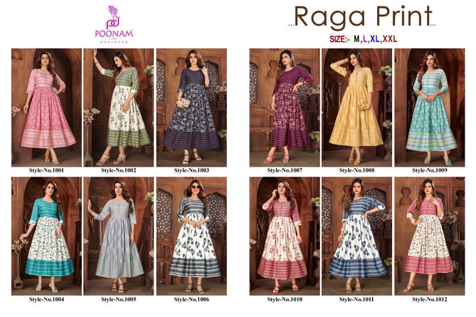 Poonam Raga Festive Wear Wholesale Printed Anarkali Kurtis
