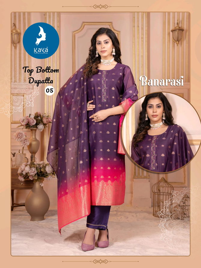 Banarasi By Kaya Chanderi Jacquard Kurti With Bottom Dupatta Wholesale Online