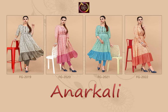 Fg Ethnic Wear Wholesale Printed Anarkali Kurtis